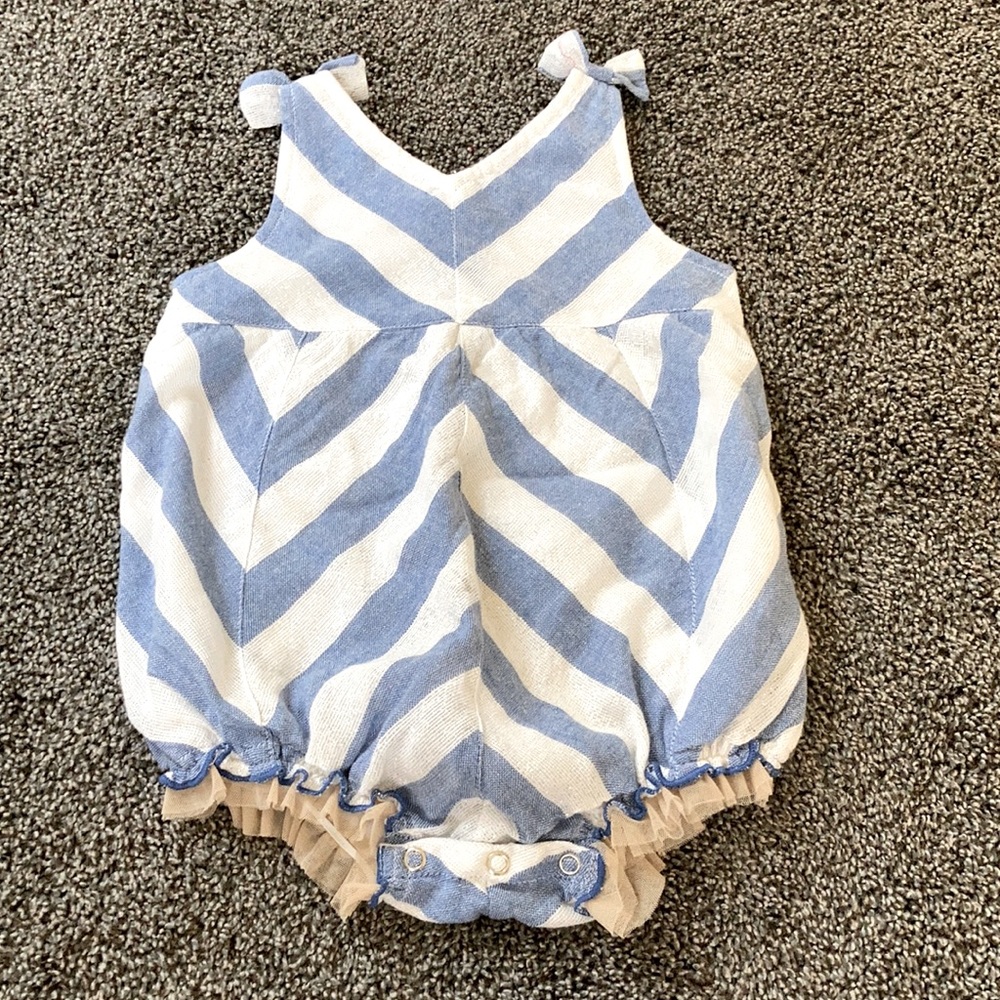 Pink chicken blue zigzag romper